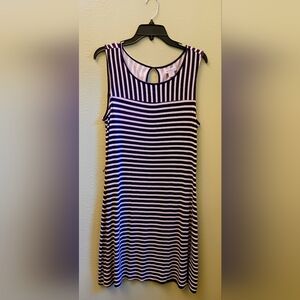 Liz Claiborne Black and White Striped Sleeveless Dress